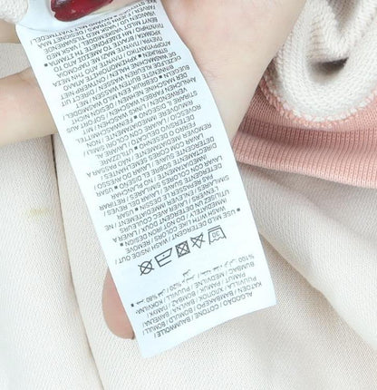 Nike Women Beige & Pink Colourblock Pullover Hoodie Size M Cotton