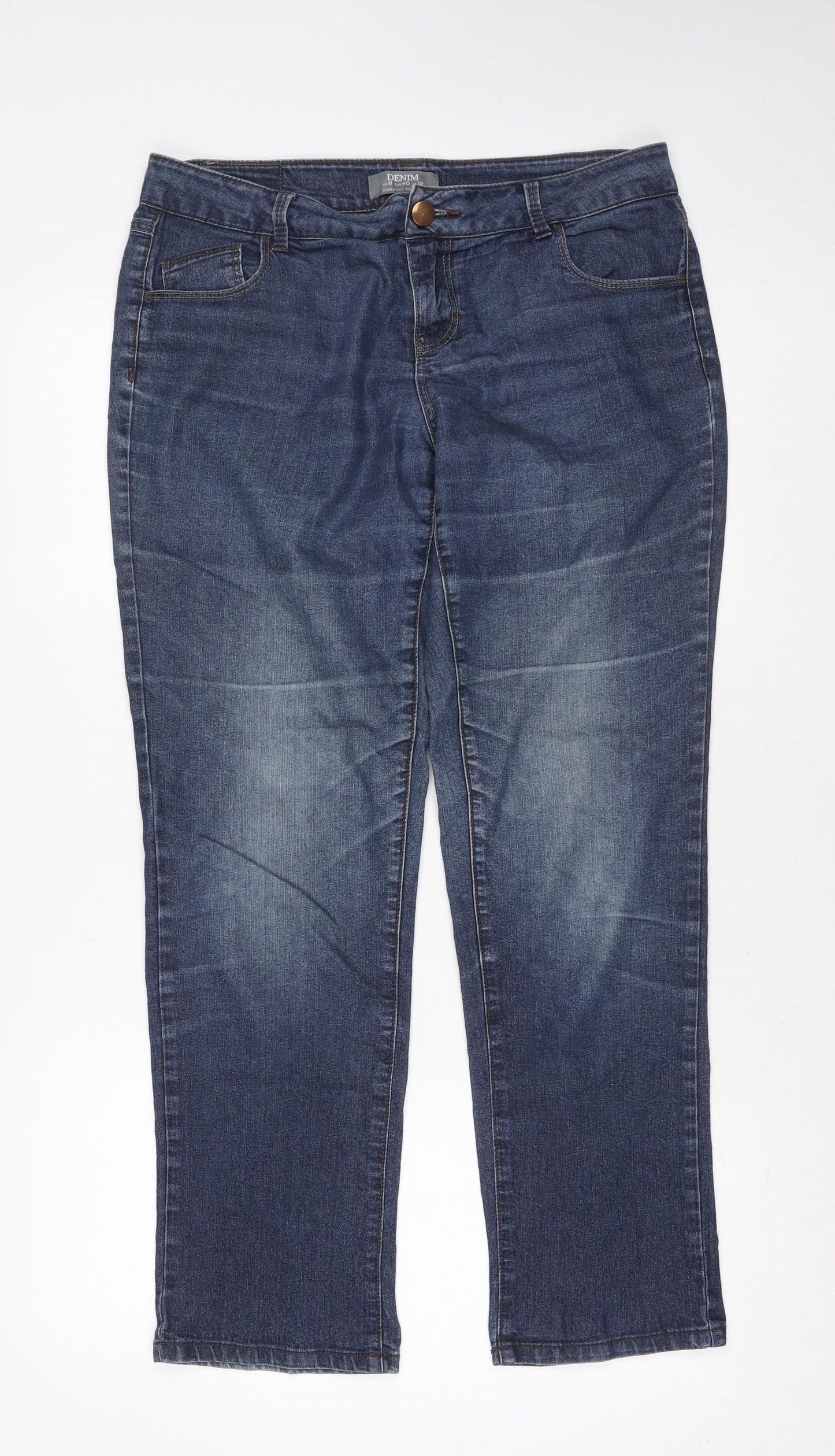 Womens UK Size 12 Dorothy Perkins Regular Fit Straight Blue Jeans