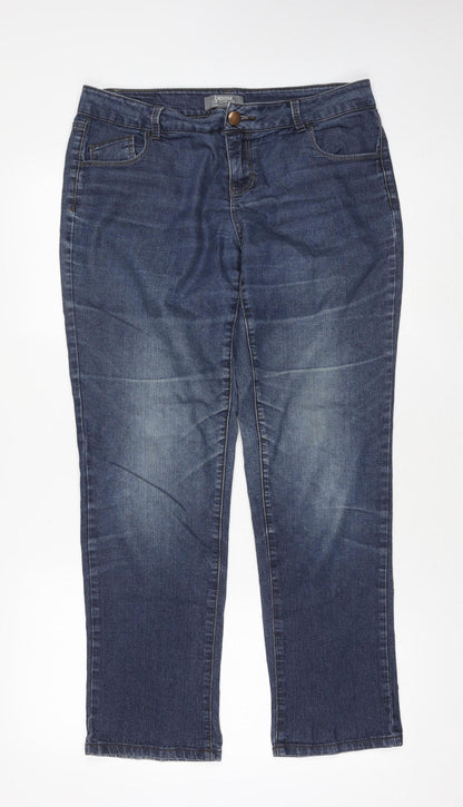 Womens UK Size 12 Dorothy Perkins Regular Fit Straight Blue Jeans