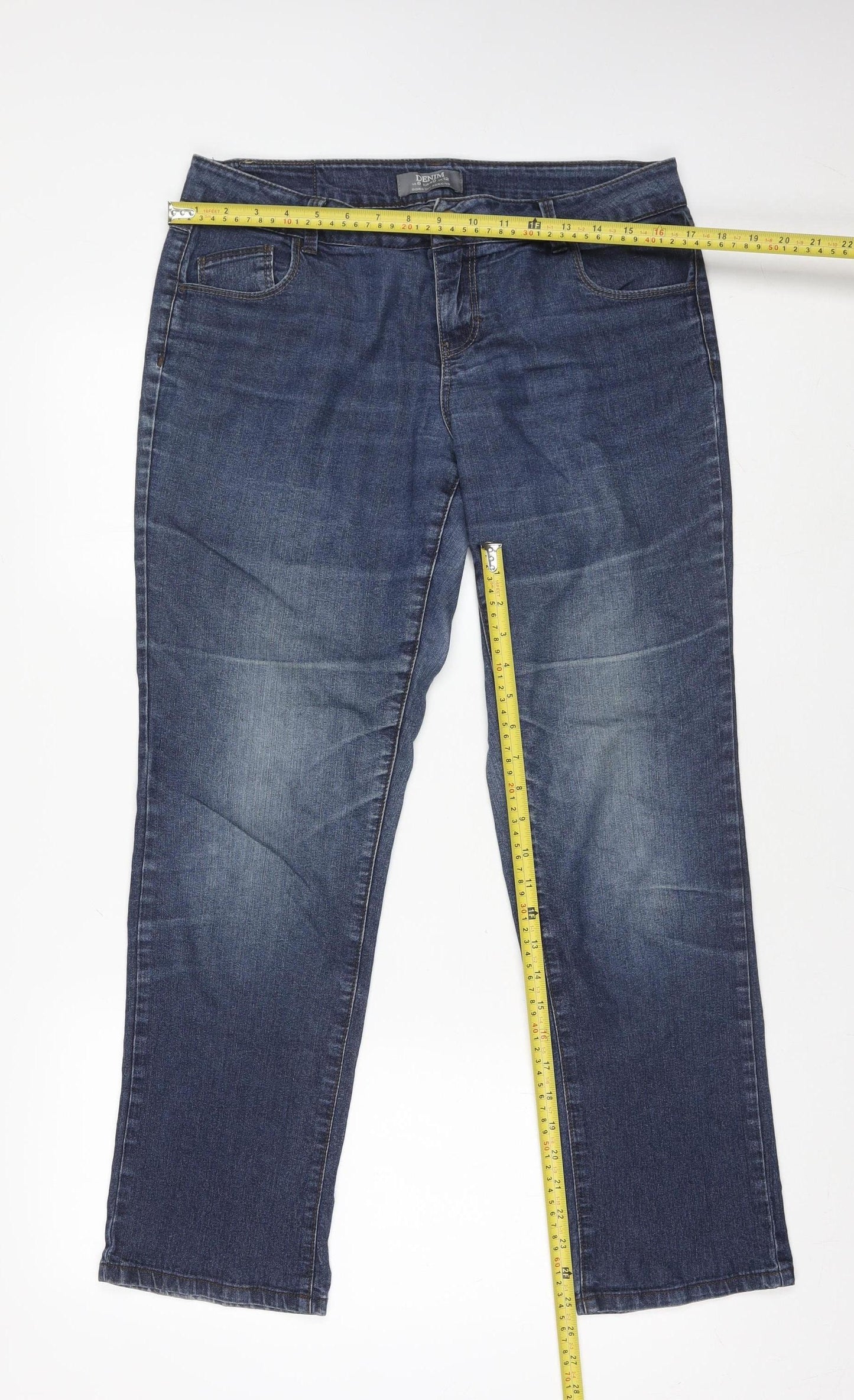 Womens UK Size 12 Dorothy Perkins Regular Fit Straight Blue Jeans