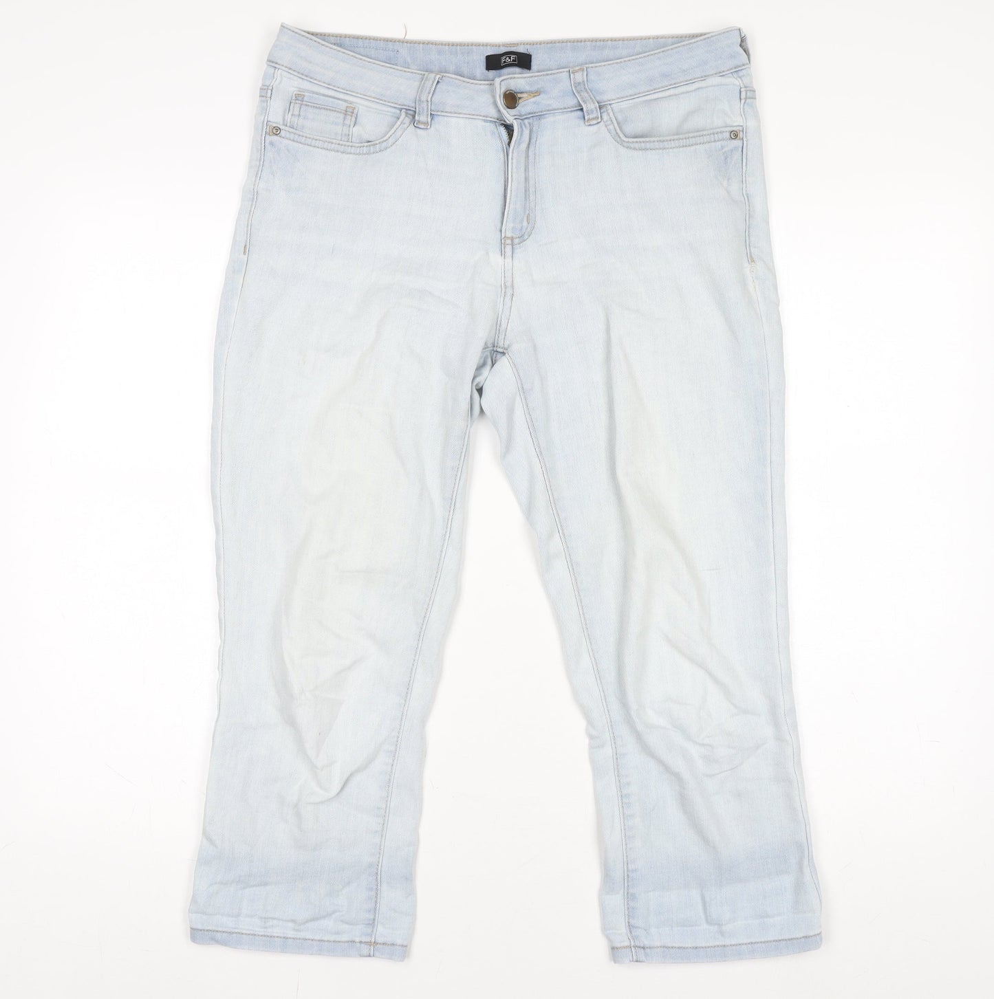 F&F Womens Light Blue Straight Stretch Denim Jeans UK 10