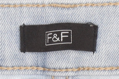 F&F Womens Light Blue Straight Stretch Denim Jeans UK 10