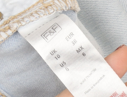 F&F Womens Light Blue Straight Stretch Denim Jeans UK 10
