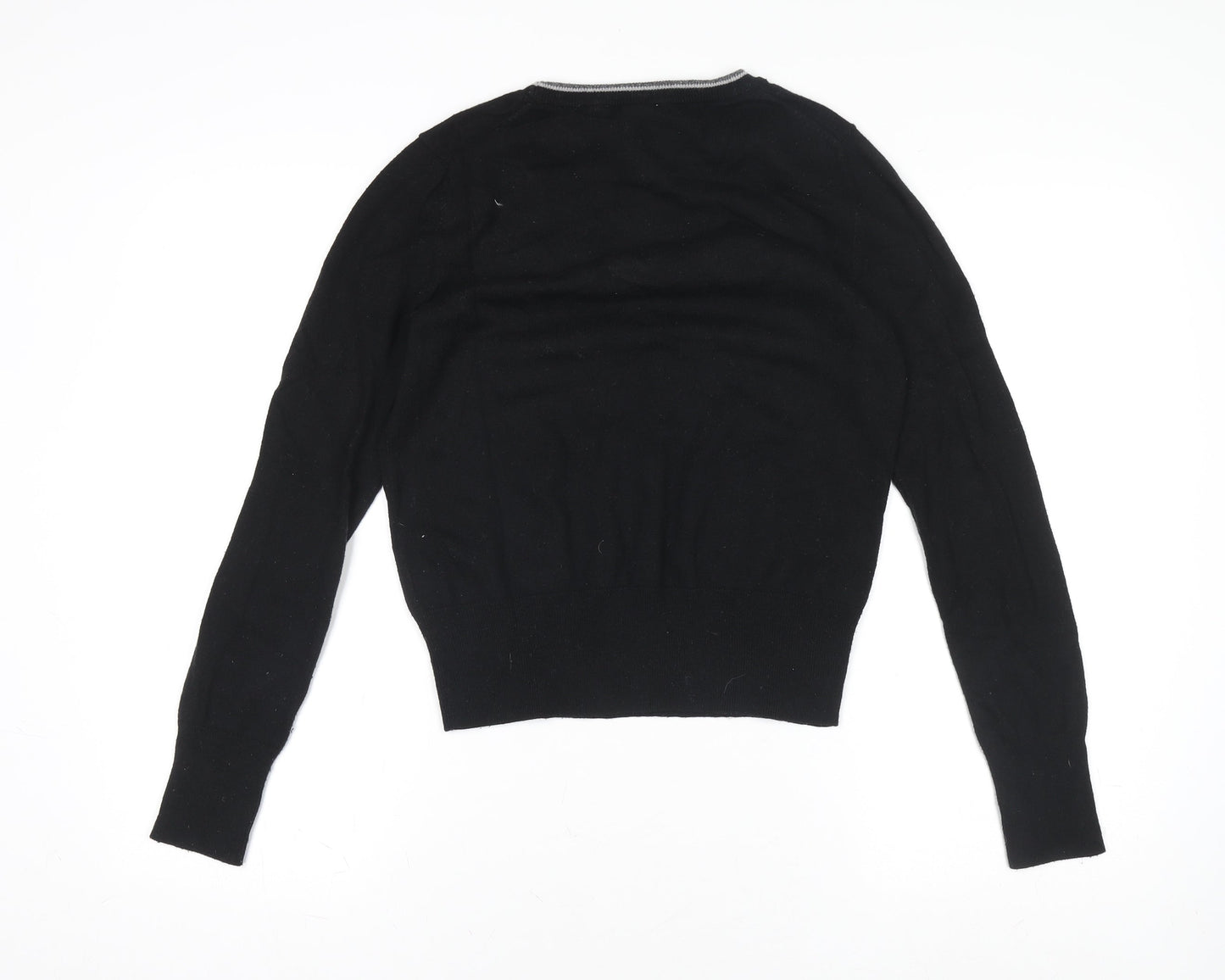 GAP Womens Black Wool Blend Fox Jumper Size S Long Sleeve Crew Neck