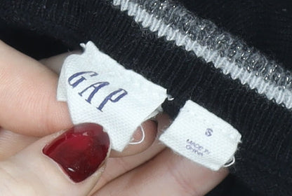 GAP Womens Black Wool Blend Fox Jumper Size S Long Sleeve Crew Neck