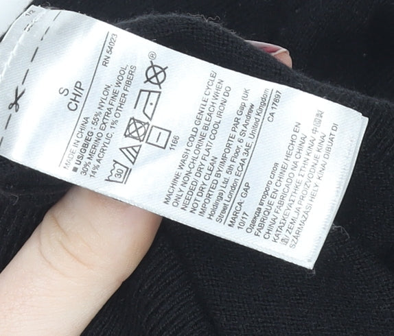 GAP Womens Black Wool Blend Fox Jumper Size S Long Sleeve Crew Neck