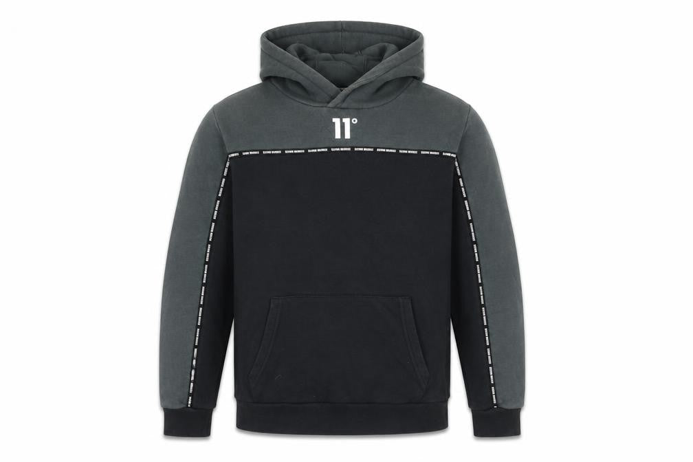 11 Degrees Boys Black Green Pullover Hoodie 13-15 Years Cotton Blend