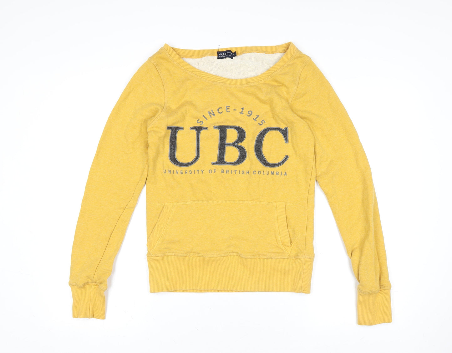 Unisex Adults UK Size S Varsity Collection Yellow Pullover Sweatshirt
