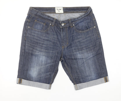 Cedar Wood State Men's Blue Denim Chino Shorts W34 Regular Fit