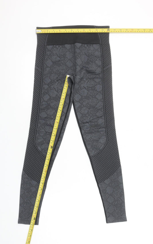 USA Pro Women's Black Snake Print Compression Leggings Size 8