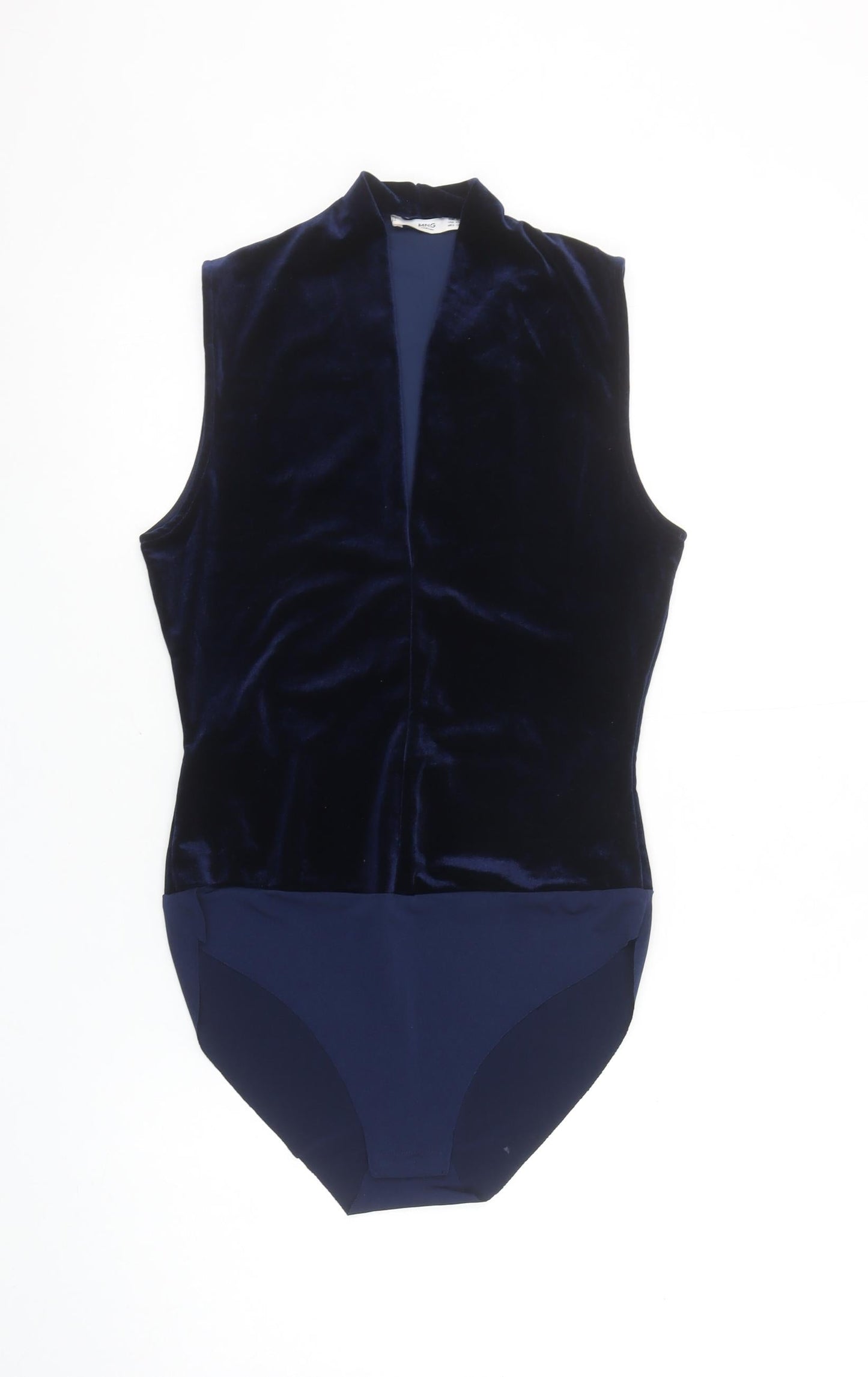 Marks and Spencer Navy Velvet Sleeveless Bodysuit Women's Size 8 Classic Fit
