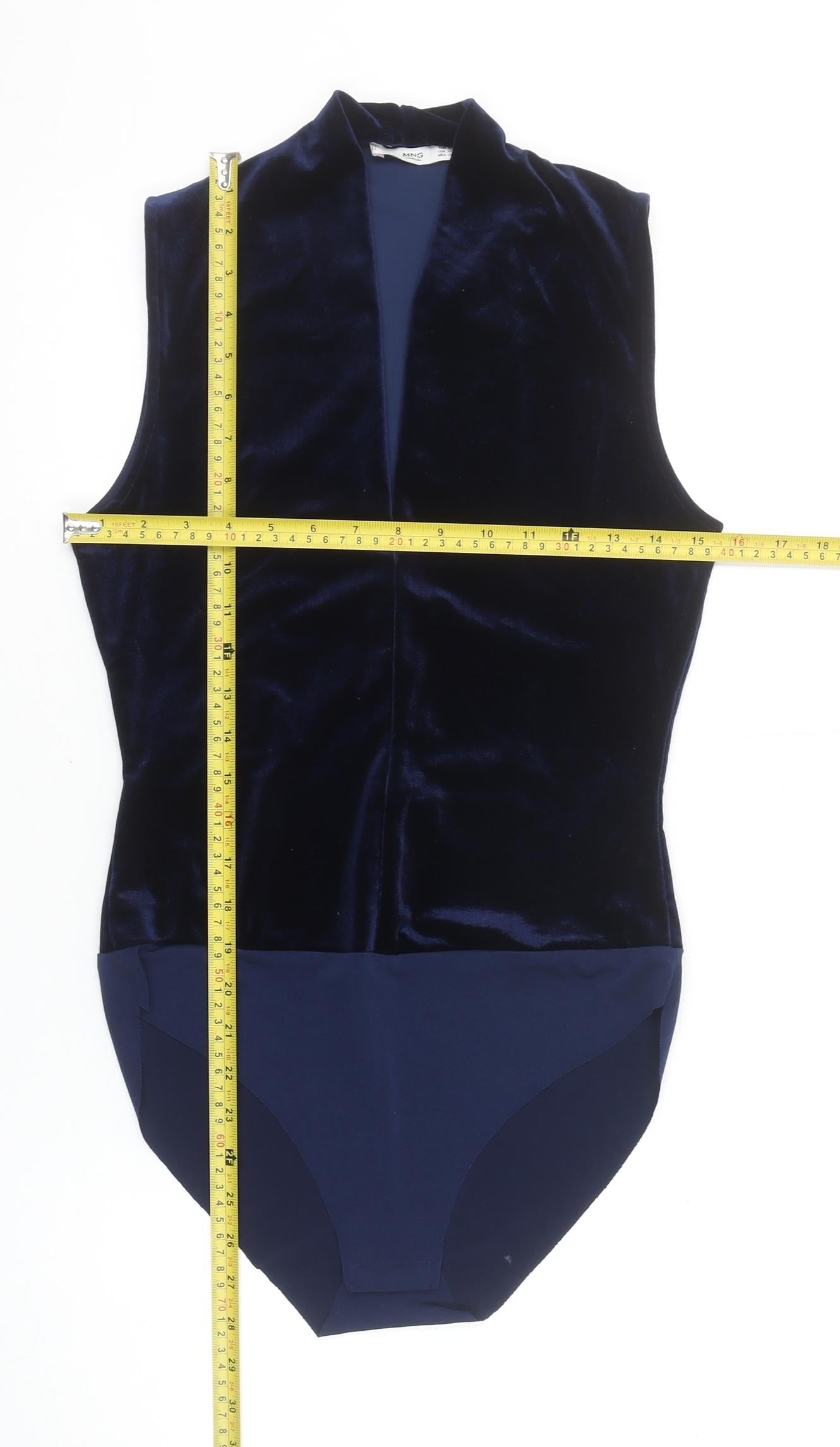 Marks and Spencer Navy Velvet Sleeveless Bodysuit Women's Size 8 Classic Fit