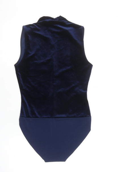 Marks and Spencer Navy Velvet Sleeveless Bodysuit Women's Size 8 Classic Fit