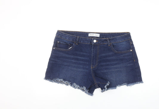 Primark Women’s Blue Cut-Off Denim Shorts Size 18 Regular Fit
