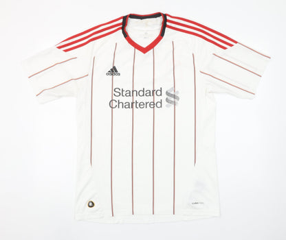 Adidas Men's White Striped Football Jersey T-Shirt Size L