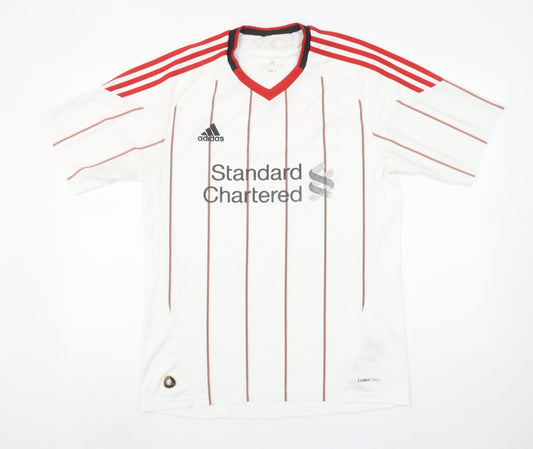 Adidas Men's White Striped Football Jersey T-Shirt Size L