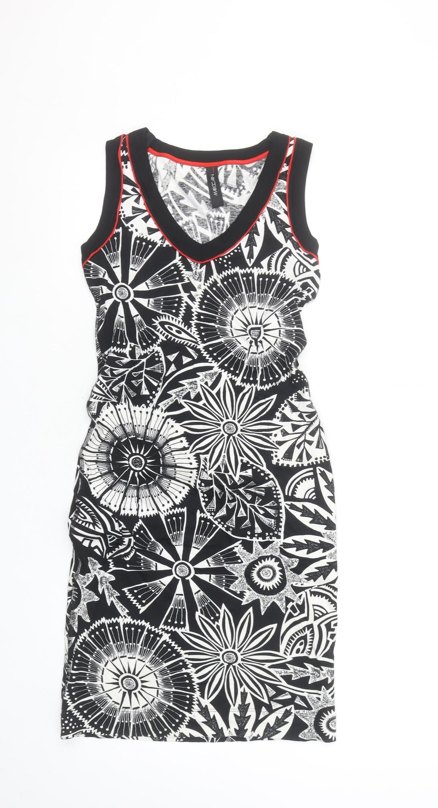 Marc Cain Womens Black Floral Bodycon Stretch Dress Size 10