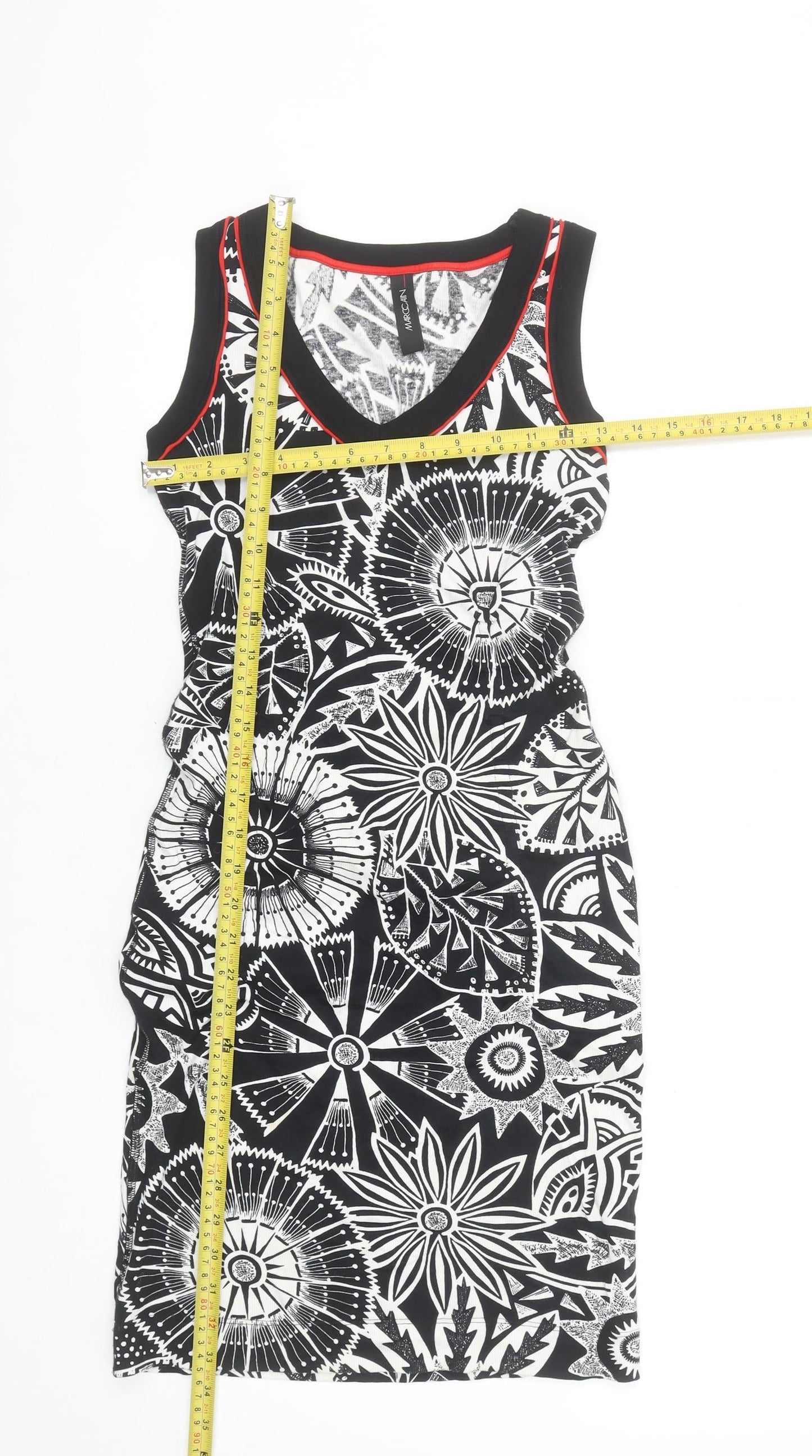 Marc Cain Womens Black Floral Bodycon Stretch Dress Size 10