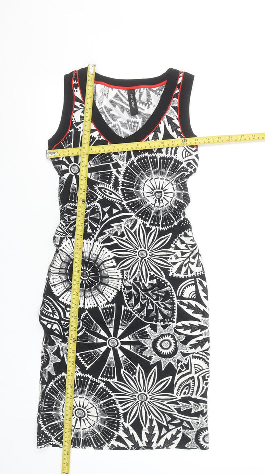 Marc Cain Womens Black Floral Bodycon Stretch Dress Size 10
