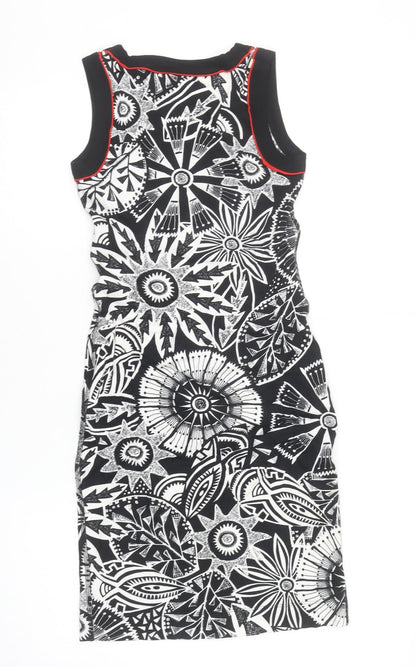 Marc Cain Womens Black Floral Bodycon Stretch Dress Size 10