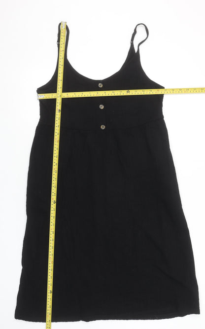 Next Women’s Black Cotton Slip Dress Size 16 Sleeveless Knee Length