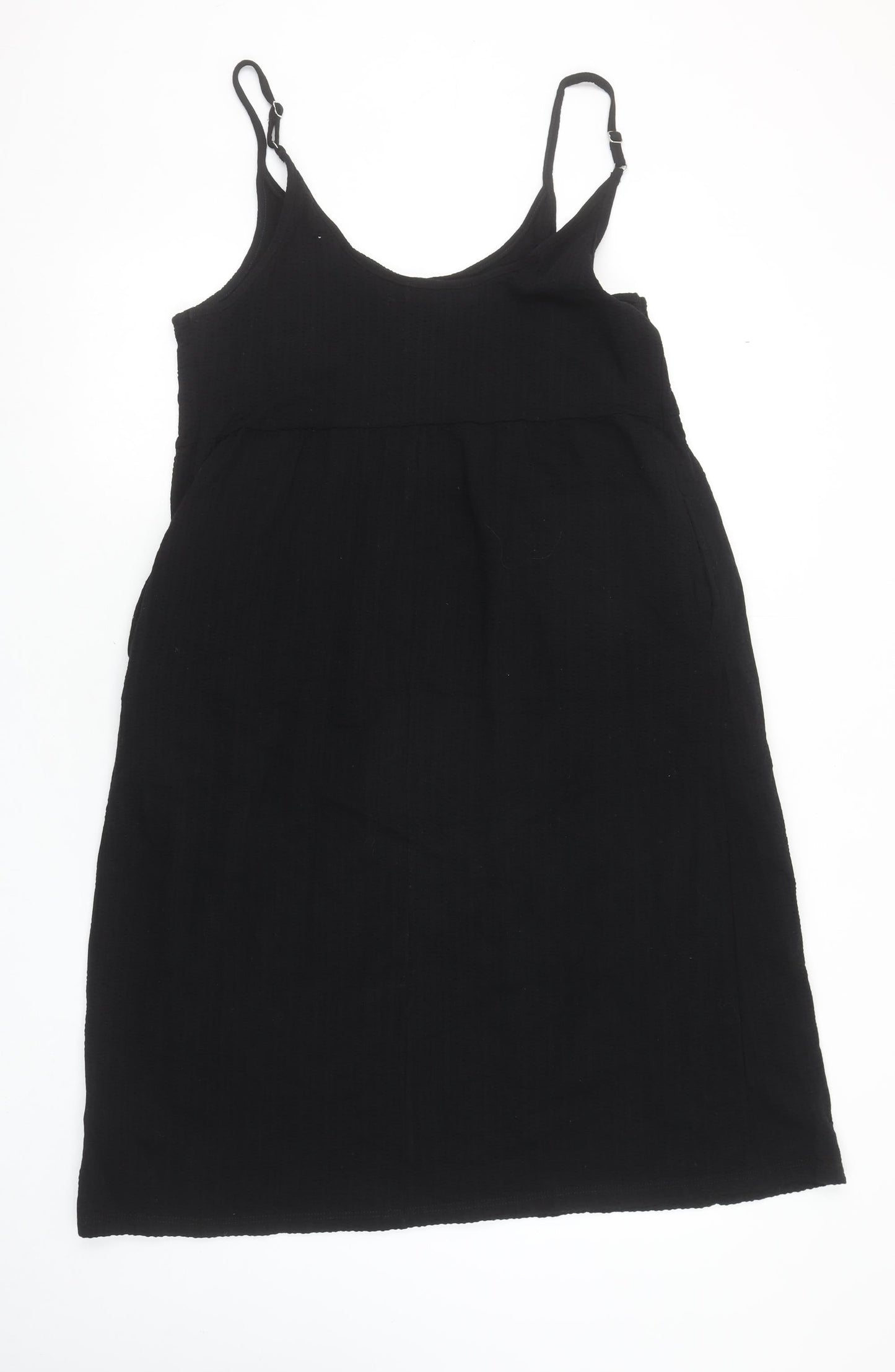 Next Women’s Black Cotton Slip Dress Size 16 Sleeveless Knee Length