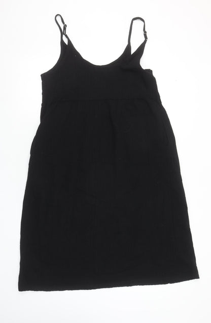Next Women’s Black Cotton Slip Dress Size 16 Sleeveless Knee Length