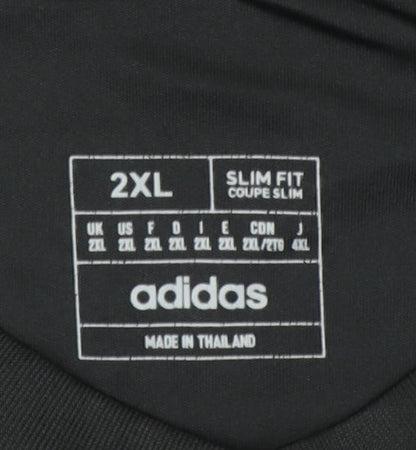 adidas Mens Black 2XL Slim Fit Football Jersey T-Shirt