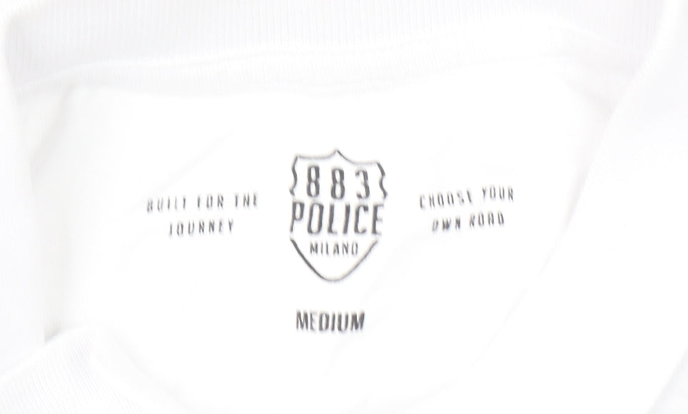 883 Police Milano Men's Black White Colourblock Polo Shirt Size M