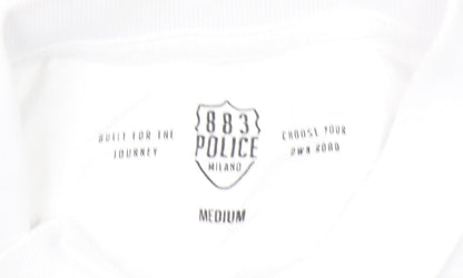 883 Police Milano Men's Black White Colourblock Polo Shirt Size M