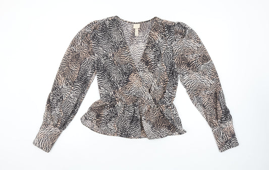 Womens UK Size 8 H&M Multicoloured Wrap Blouse