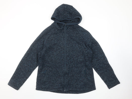 Mountain Warehouse Women Blue Hooded Fleece Jacket UK 16