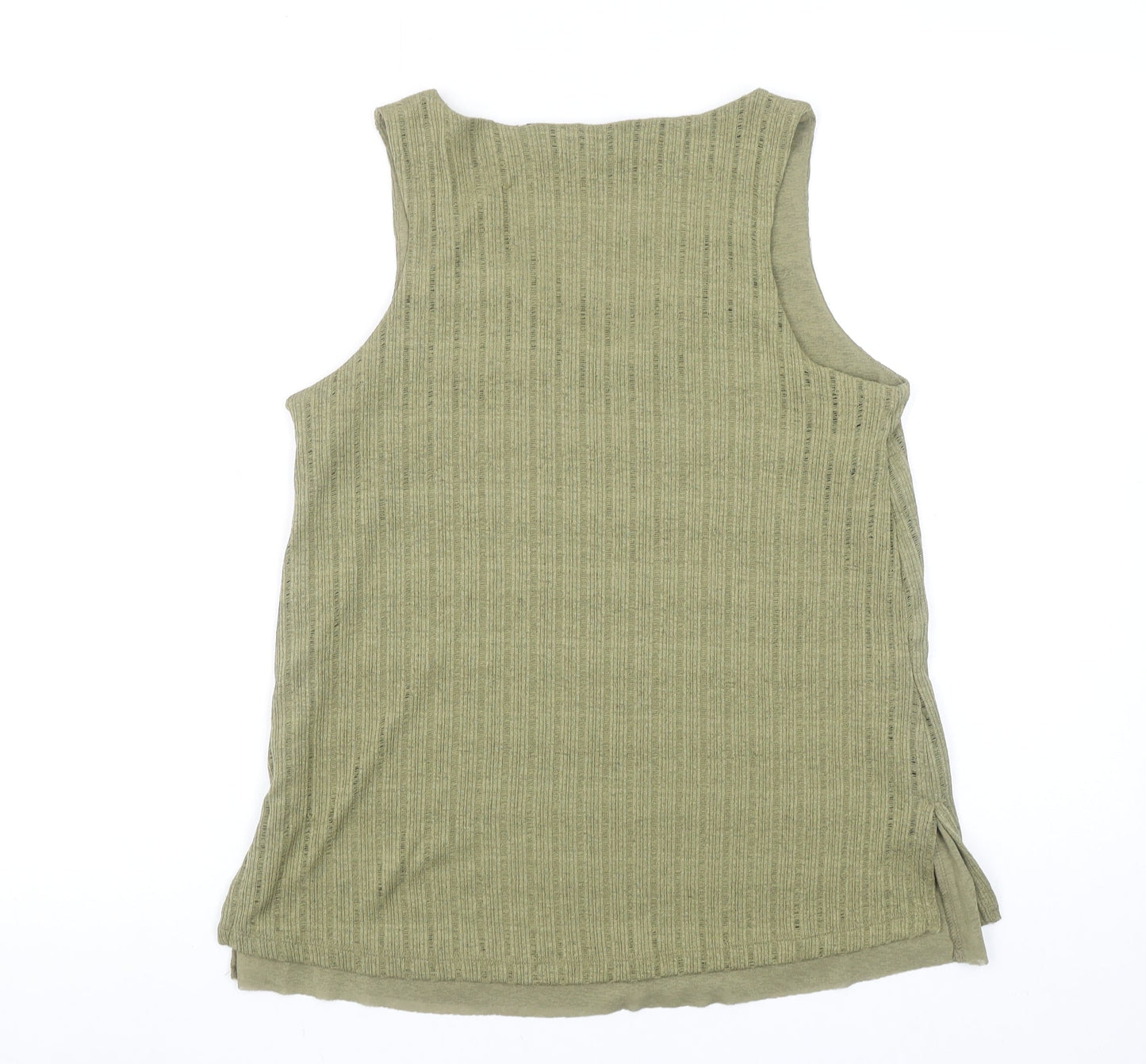 Dunnes Women’s Green V-Neck Ribbed Sleeveless Cotton Tank Top Size S