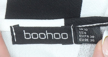 Boohoo Women’s Black and White Striped Sleeveless Jumpsuit UK 10
