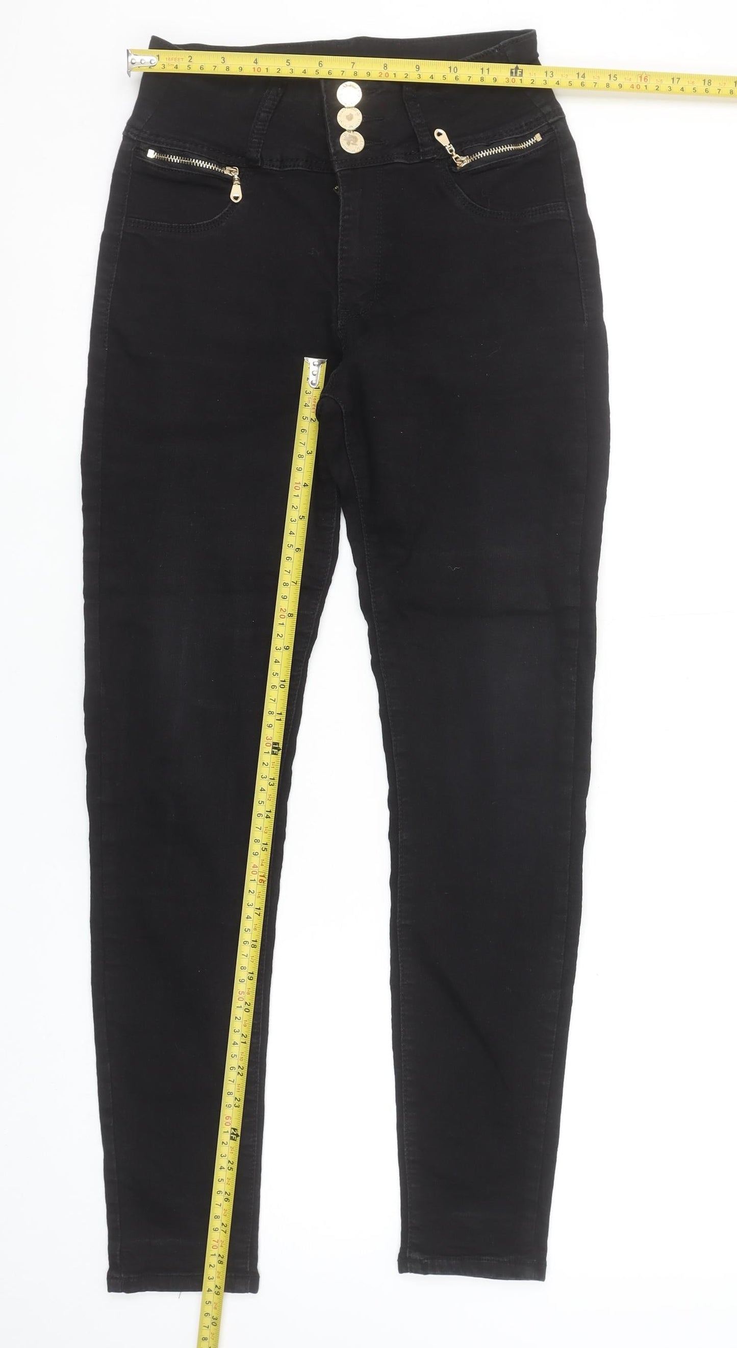 Unisex Adultss UK Size 10 Marc Angelo Slim Fit Skinny Black Jeans
