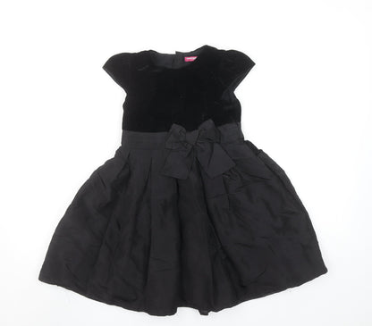 Young Dimension Girls Black Velvet Fit & Flare Party Dress 6-7 Years