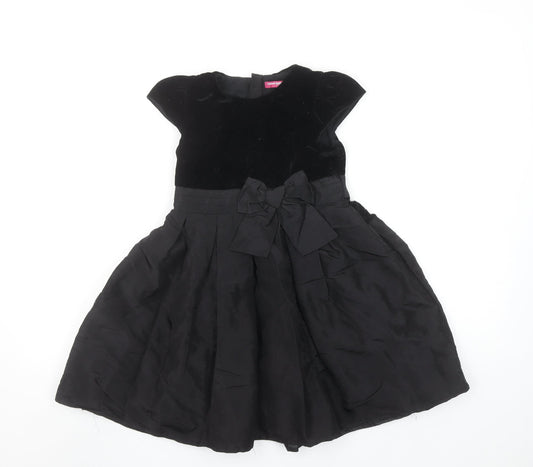Young Dimension Girls Black Velvet Fit & Flare Party Dress 6-7 Years
