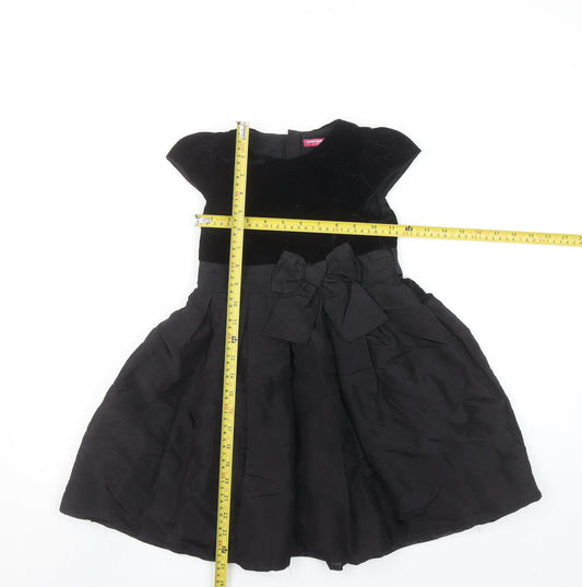 Young Dimension Girls Black Velvet Fit & Flare Party Dress 6-7 Years