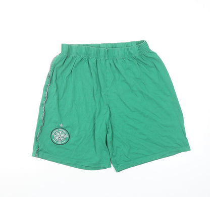Celtic FC Official Mens Green Casual Sweat Shorts Size M Elastic Waist