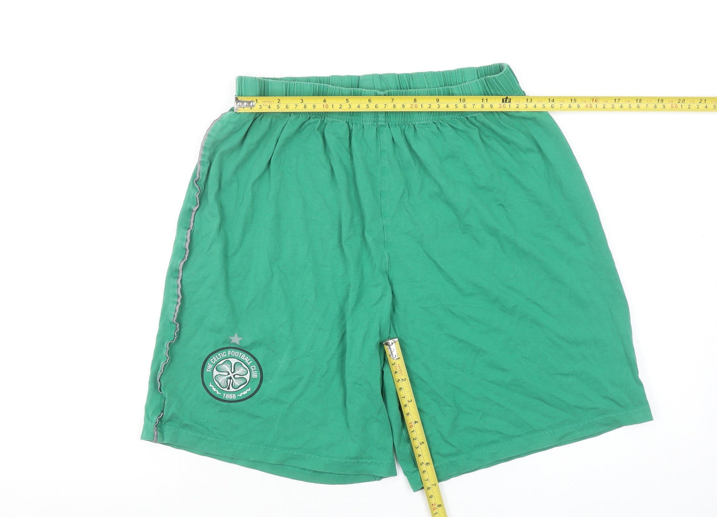 Celtic FC Official Mens Green Casual Sweat Shorts Size M Elastic Waist