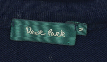 Deer Park Men's Blue Wool Blend Geometric Crew Neck Jumper M