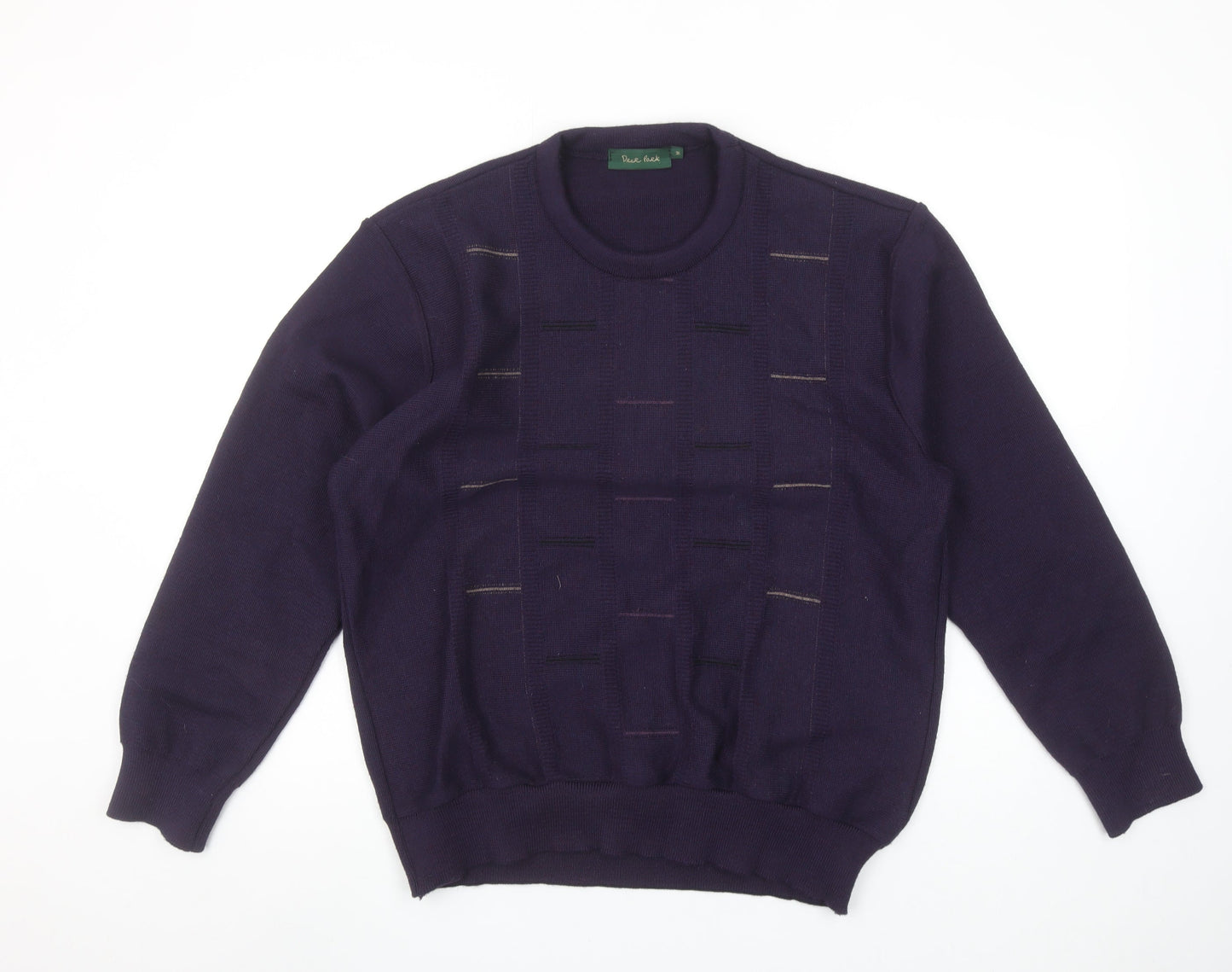 Peace Puck Men's Purple Wool Blend Geometric Knit Jumper M