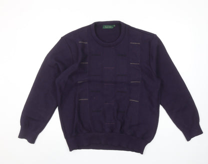Peace Puck Men's Purple Wool Blend Geometric Knit Jumper M