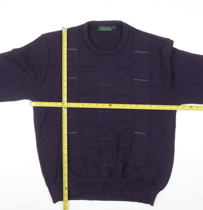 Peace Puck Men's Purple Wool Blend Geometric Knit Jumper M