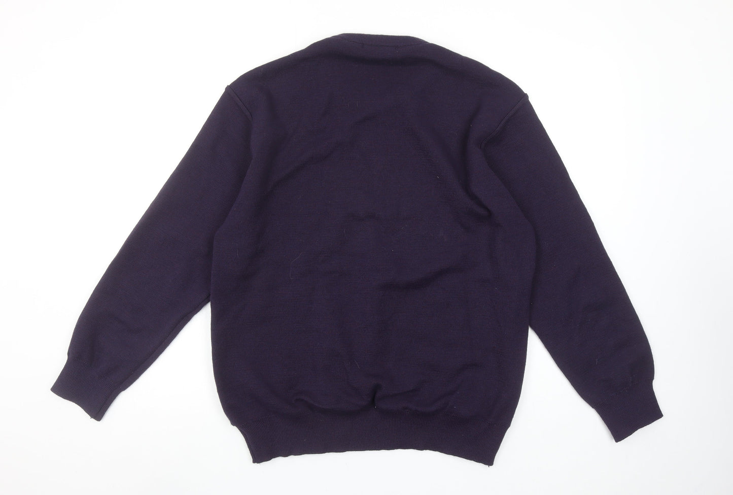 Peace Puck Men's Purple Wool Blend Geometric Knit Jumper M