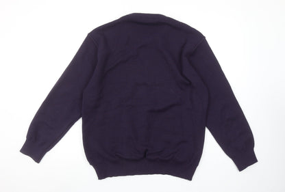 Peace Puck Men's Purple Wool Blend Geometric Knit Jumper M