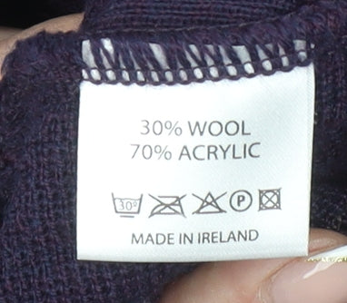 Peace Puck Men's Purple Wool Blend Geometric Knit Jumper M