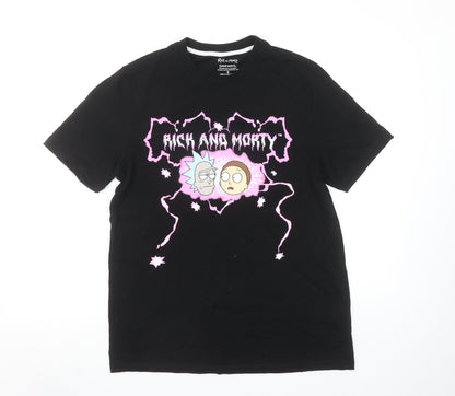 Unisex Adults UK Size S Adult Swim Black Basic T-Shirt
