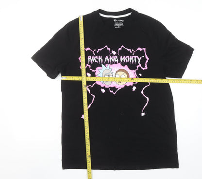 Unisex Adults UK Size S Adult Swim Black Basic T-Shirt