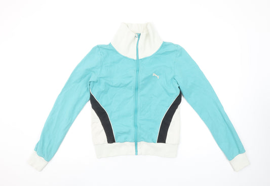 Puma Women's Blue Full Zip Sweatshirt Size 10 UK Lightweight Logo